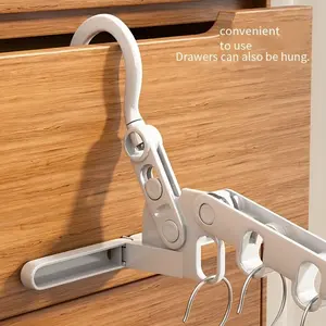 Three-piece Set Foldable Five-hole Hanger with Ergonomic Hook - Portable Space-saving Durable Plastic Indoor Hanger, Multi-functional Hook Design, Suitable for Hanging Clothes, Convenient Hanging Options, Compact Design, Sturdy Structure, Home Storage