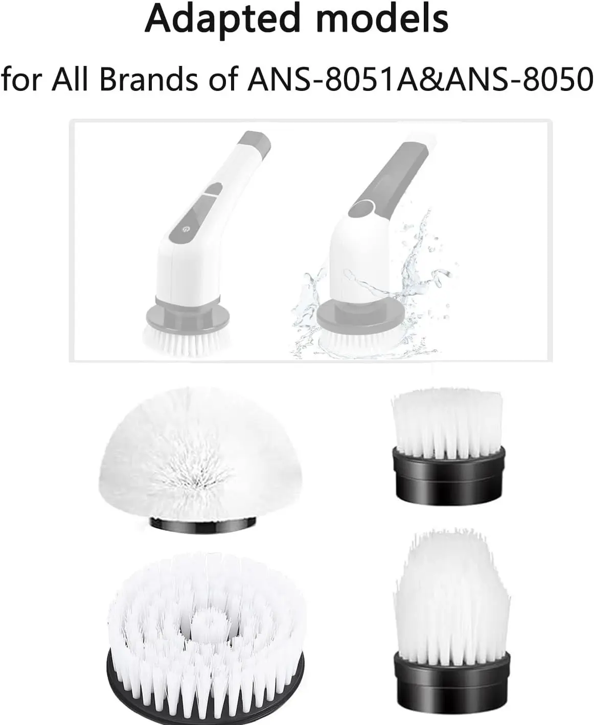 Electric Spin Scrubber Replacement Heads 4 in 1 Cleaning Brush, for Electric Spin Scrubber of ANS-8051A/8050 Power Shower Scrubber,for Household and Heavy Oil Pollution Cleaning Accessory