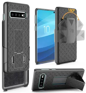 Case with Clip for Galaxy S10, Nakedcellphone Kickstand Cover with [Rotating/Ratchet] Belt Hip Holster Combo for Samsung Galaxy S10 Phone (SM-G973)