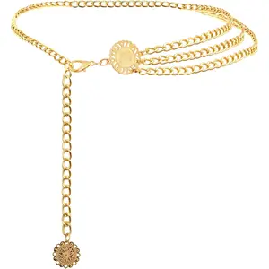 Jstyle Multilayer Metal Waist Chain Belt for Women, Adjustable Long Belt Body Belly Jewelry for Dresses Jeans Trousers