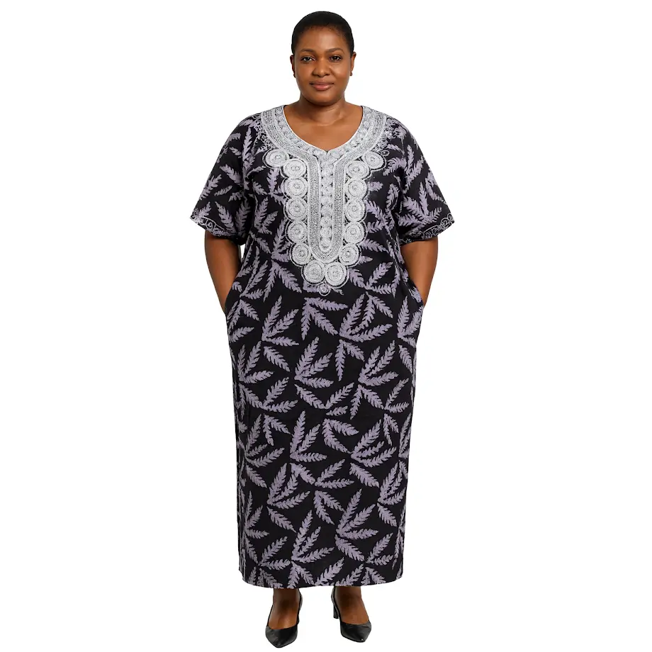 One-of-a Kind Organic Hand-Made Batik & Tailor-Made & Embroidered - Long Formal Attire, Embroidery, Traditional