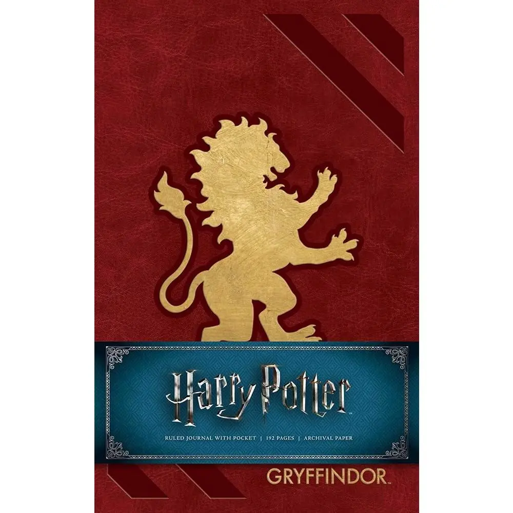 Harry Potter Gryffindor Magical Theme Hardcover Ruled Pages Notebook - Writing Stationery, Elastic Close, 192 Pages, Heavy Stock Paper, Back Pocket for Literature Enthusiasts, Journal