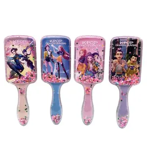 Kpop Demon Hunters Square Cushion Comb Cartoon High-Quality Long Handle Sandfall Hair Brush Universal Styling Tool for Women