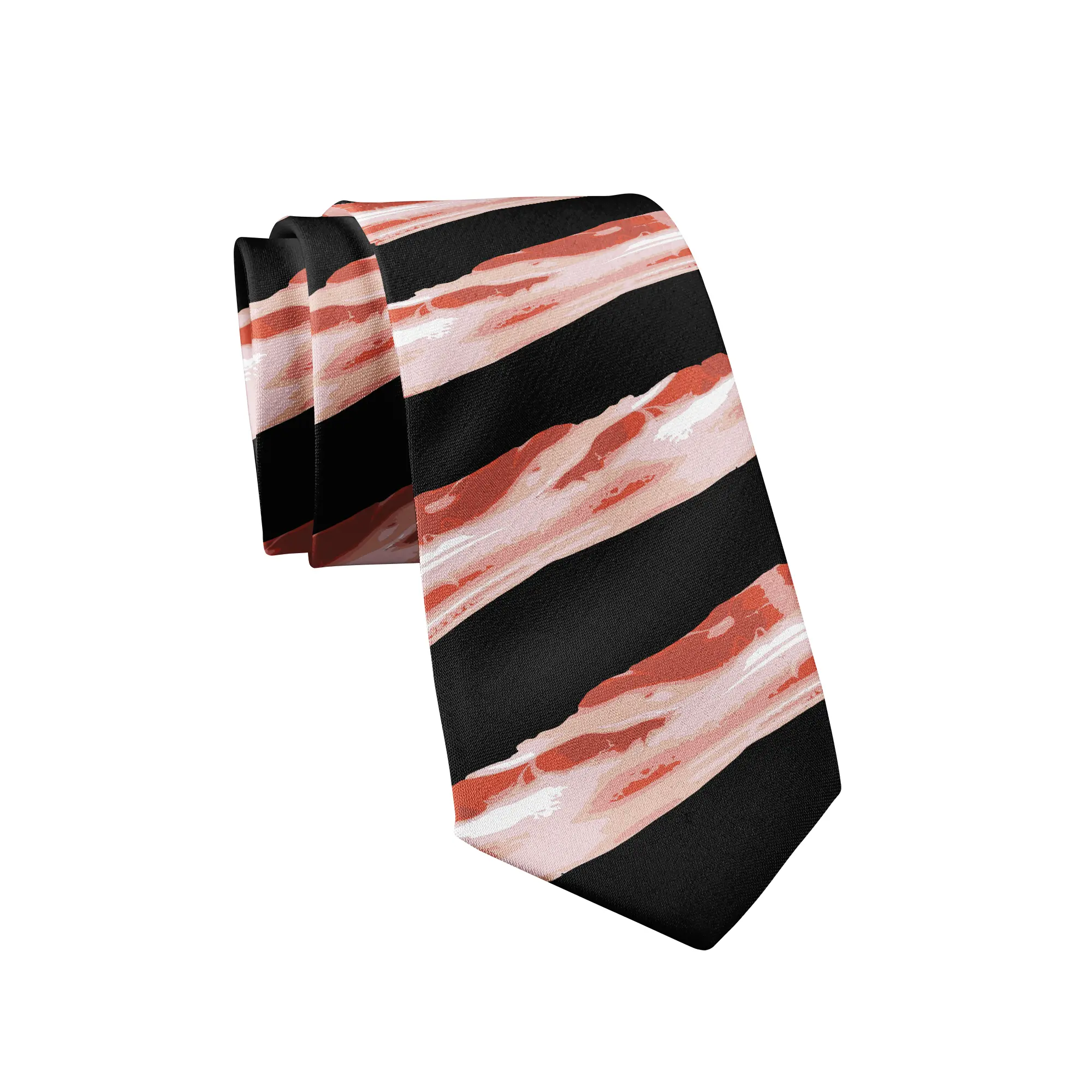 CRAZY DOG T-SHIRTS Men's Bacon Gag Tie, Humorous Nerdy Graphic Necktie, Cool Novelty Neckwear for Guys, Foodie Gift Win Fashion Accessory
