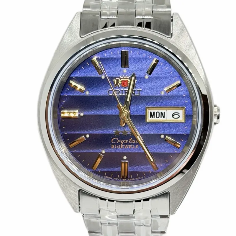 Orient Automatic Tri Stars Men's Watch Stainless Steel Navy Blue Dial Day Date FAB0000DD9 with 21 Jewels