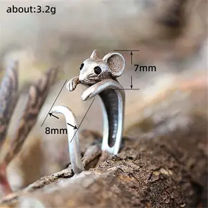Adjustable Wraparound Mouse Ring, Unisex Couple's Jewelry for Daily Wear, Personalized Party and Anniversary Gift