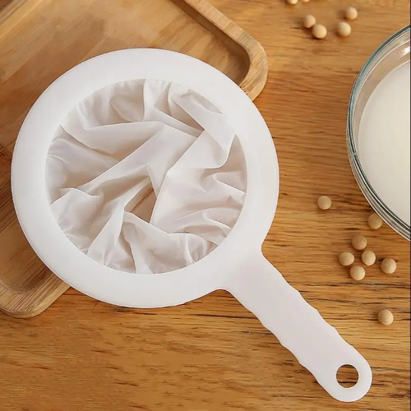 Kitchen Strainer with Handle, 1 Count Nylon Food Filter, Reusable For Soy Milk, Juice, Coffee, Milk