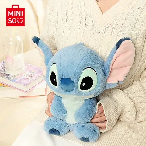 MINISO Disney Authentic Sitting Pose Stitch Character Doll Stuffed Toy - Medium Size Velvet Skin-Safe Cuddly Doll Gif  Unisex Cute Collectibles Comfortable Durable Soft Fluffy Blue