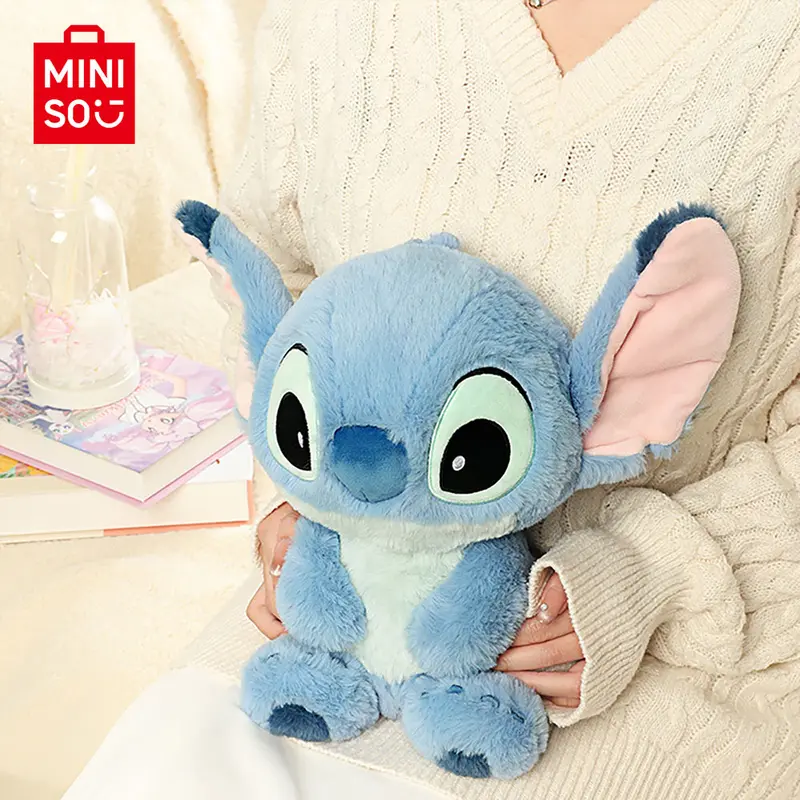 MINISO Disney Authentic Sitting Pose Stitch Character Doll Stuffed Toy - Medium Size Velvet Skin-Safe Cuddly Doll Gif  Unisex Cute Collectibles Comfortable Durable Soft Fluffy Blue