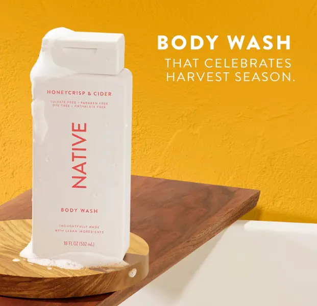 Native Body Wash with Naturally Derived Ingredients – Honey Crisp & Cider – Sulfate & Paraben Free – For Women & Men – Skin‑Loving Cleanser – 18 oz (2‑Pack)