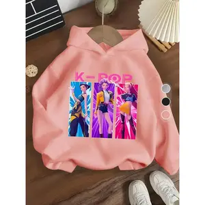 Girls' group hoodies, long sleeved casual slim fit sweatshirts, patterned hoodies, spring and autumn fashion, comfortable patterned printed pulloversRAIMENTRY