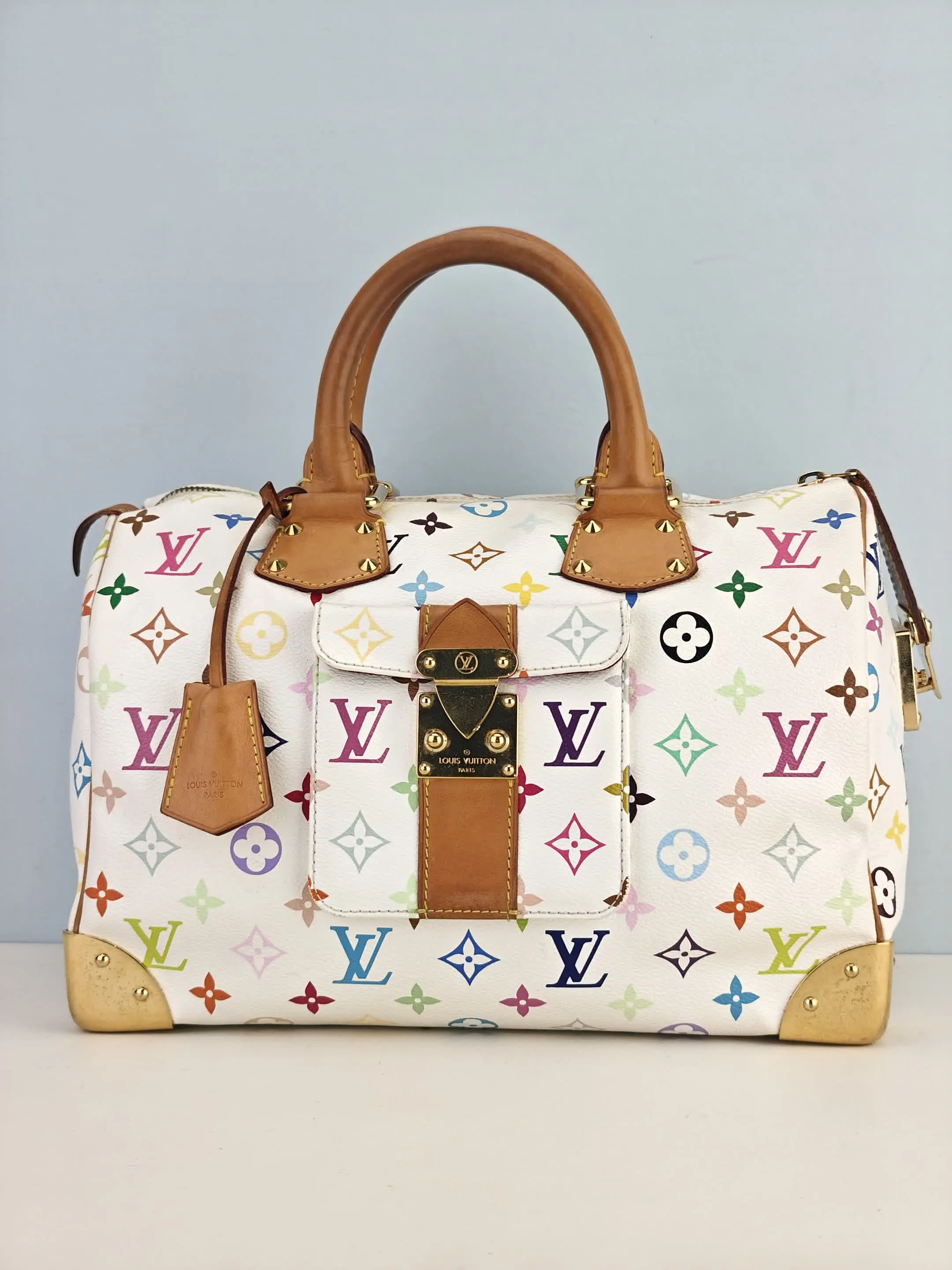 Pre-owned Monogram Multicolore coated canvas Clutches & Wristlets Louis Vuitton Monogram Multicolor Speedy 30 White【SP5100】