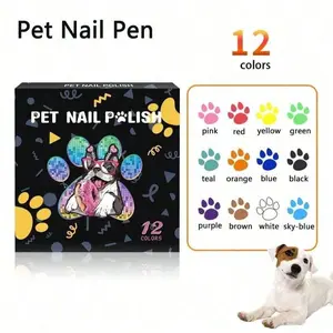 Pet Nail Pen Set, 12 Colors Pet Nail Kit for Dogs & Cats, Easy-To-Use Safe Nail Polish, Pet Manicure Pen, DIY Beauty Supplies