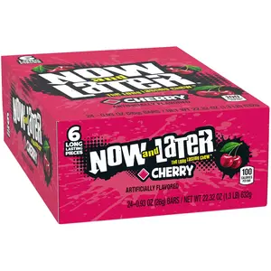 Now and Later Cherry 24 ct. - Firm and Chewy Sweet Candy with Cherry Flavor - 24 Count Pack Snack Bonbon