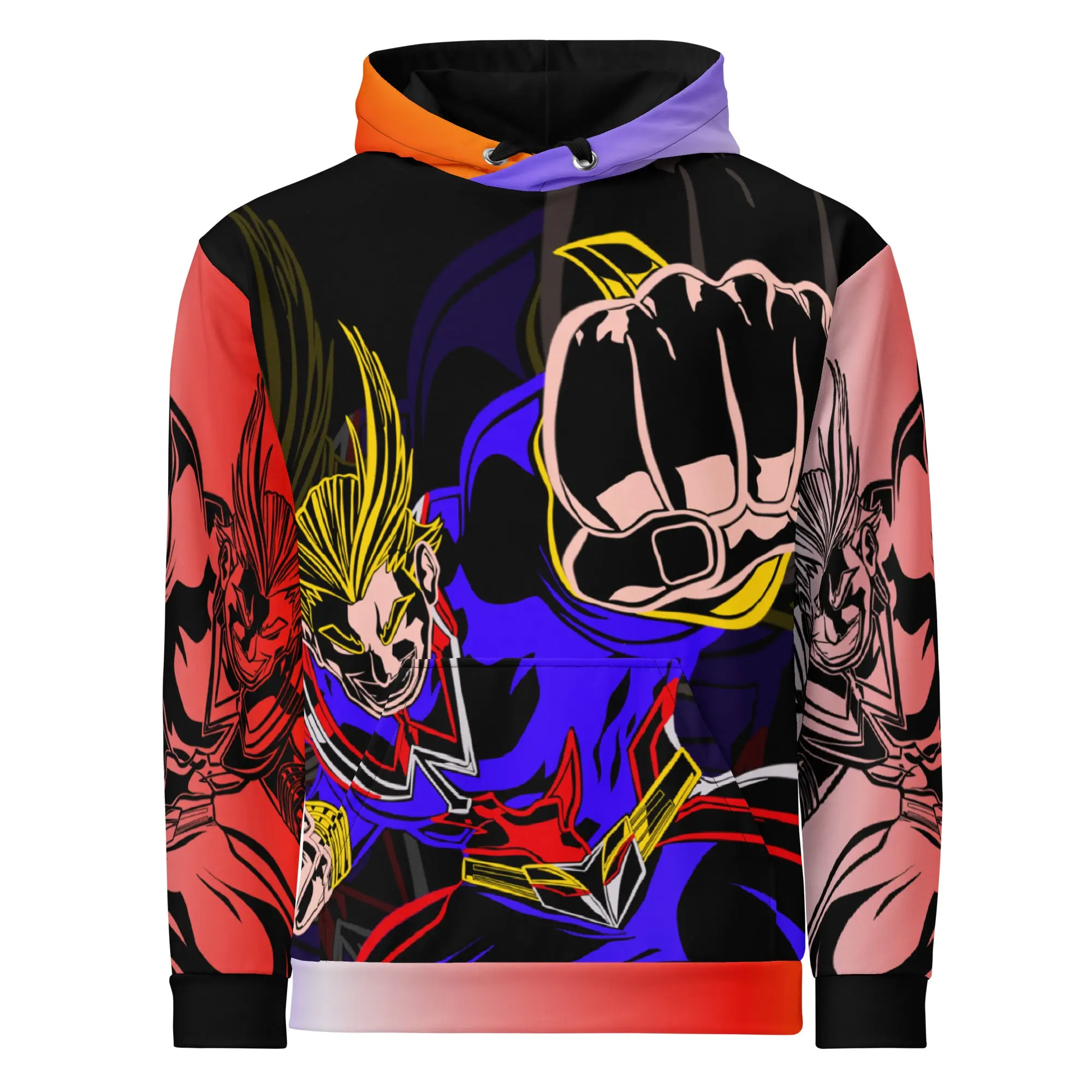 My Hero Academia All Might Toshinori Yagi “Smash” Unisex All Over Print Graphic Pullover Anime Hoodie - Japanese Anime Inspired Streetwear Fashion Hoodie, Anime Merch, Anime Clothing, Anime Character Hoodie, Gift For Anime Lovers, Gift For Anime Fan