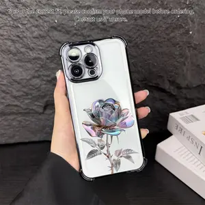 Exquisite Purple Rose Anti Drop Phone Case, Airbag Protection, Skin friendly TPU Material, Suitable for iPhone 17 16 15 14 13 12 11 Xs Xr & Samsung Galaxy S26 S25 Ultra S24 Plus S23 FE S22 S21 Series.A2685