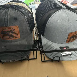 Richardson 112 hat and ponytail hat with leather cast n pull patch made by k+o designs mabank