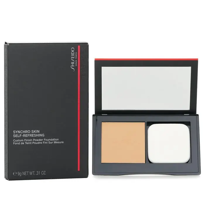 SHISEIDO Synchro Skin Self Refreshing Custom Finish Powder Foundation Cosmetic - #340 Oak, Oil-Control, Concealer for Flawless Makeup