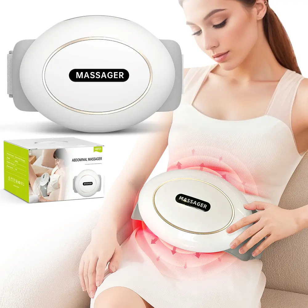 Benbo Automatic Abdominal Massager with 6 Massage Heads, Deep Kneading, Cordless Portable Massage Devices, 2000mAh Recharging Battery, Heat Function, Muscle Stimulator, Body Shaping Tool, Waist Trimmer Belt, Gift, Stomach Body Sculpting Tool, Pain Relief