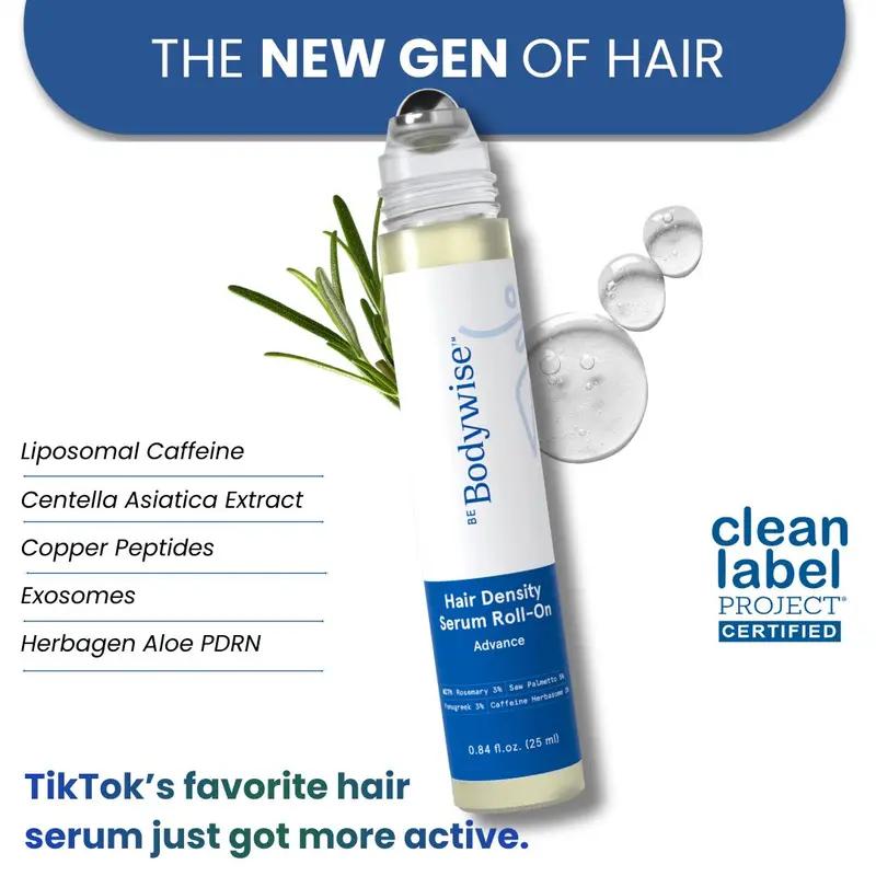 【Buy one get one free】Be Bodywise Advanced Hair Density Roll-On Serum 25 ml | 5% Saw Palmetto, 3% Rosemary, 1% Caffeine Herbasome & 3% Fenugreek | Scalp Serum for Reduced Hair Fall | Men & Women