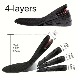 4-Layer Adjustable Height Increasing Insole, 3/4.5/6/7.5cm Adjustable Shoe Heel Insole with Air Cushion for Variable Taller Support, Height Increase Insoles for Men and Women Footwear