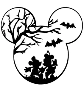 Mickey and Minnie Halloween Head Vinyl Decal/Sticker, Permanent Vinyl, For Windows, Mirrors, Cups, Cars, Any Smooth, Shiny Surface, Decoration Decorative Vinyl