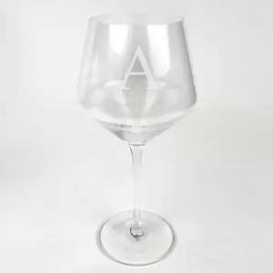 Personalized Red Wine Glass With Initial Pattern A