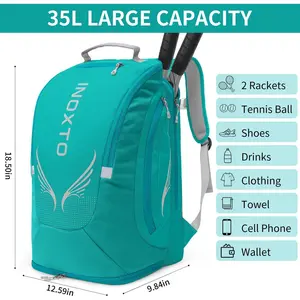 40L Tennis Backpack for Men & Women, Large Pickleball Bag with Independent Shoe Storage, Waterproof & Breathable