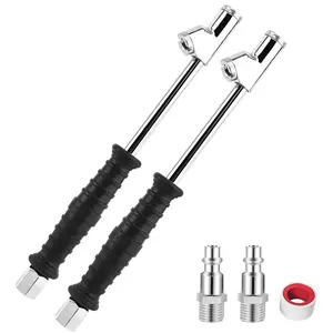 Dual Head Air Chuck 2-Way Connection 1/4" FNPT Straight Lock On Tire Inflate Chuck Tire Chuck w/Quick Plug Air Compressor Fill Kit for Truck RV Semi Dually Tires，2pieces/pack