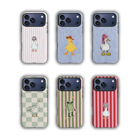 VYD TPU Silicone Cowboy Duck Cellphone Case - MagSafe Tough Casing, Cute Western Handheld Accessory, Aesthetic Blue Stripe Cover, Military Shockproof, Fit for iPhone 18/17/16/15/14/13/12/11 Pro Max Plus/Air Devices
