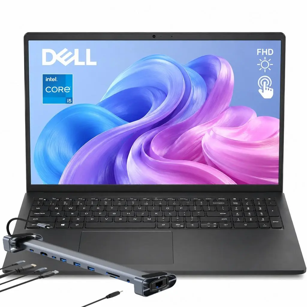 Dell 15.6" Full HD IPS Touchscreen Business PC/Laptop - Intel 10-Core i5-1334U, 8/16/32 GB DDR5 RAM, 1TB PCIe SSD, Built-in AI Copilot, Wi-Fi 6, Multi-Port, Windows 11 Pro