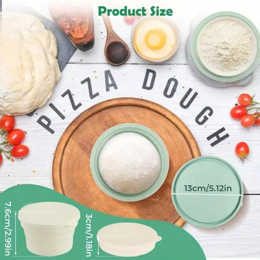 2/4 Piece Silicone Pizza Dough Fermenter Box with Lid, Foldable, Stackable, Leak-Proof, Reusable, Food Grade Baking Food Storage Containers, Leakproof Container, Kitchen Food Storage