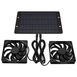 Solar Dual Weather-Resistant Portable Fan, Includes 1 Solar Panel, 2 Fans Set, Ideal for Chicken Coops, Greenhouses, Pet Houses, Eco-Friendly Outdoor Cooling Solution
