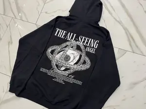 Thrones Angel Revelation 4:6 Black Hoodie with Adjustable Hood Drawstring 50 Cotton 50 Polyester Blend Spacious Kangaroo Pouch Ethically Grown US Cotton