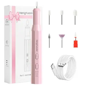 HengYuaoler Ultra Low Noise 20000RPM Cordless Nail Drill Kit: Rechargeable Portable Low Heat Machine with Complete Bits for Beginner Manicure & Pedicure