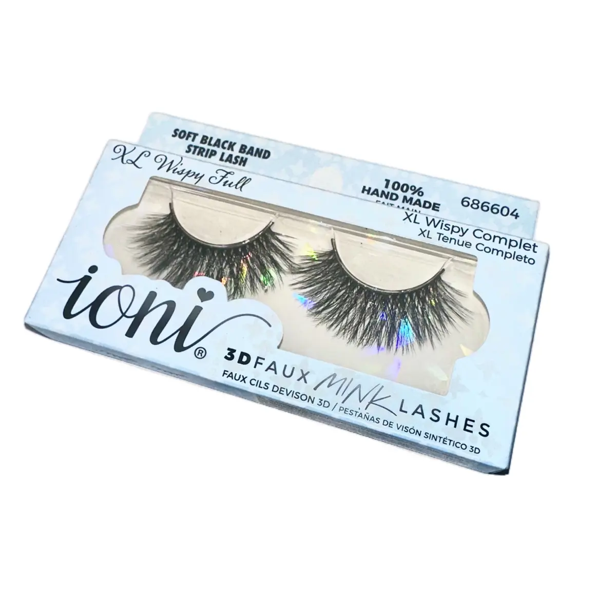 ioni XL Wispy Full Complet 3D Faux Mink Lashes Soft Black Band Strip Lash 100% Hand Made Eyelash Extension Makeup Cosmetic