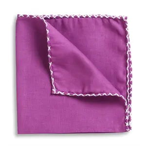 Plum Linen Whipstitch Pocket Square