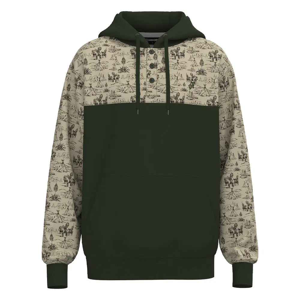 Hooey Men's Jimmy Dark Olive & Cream Print Pullover Hoodie HH2610DKOL
