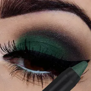 1PC Bright Smoky Green Shimmer Eyeshadow Stick, Metallic Texture, Easy To Blend, with Brush Tip, Smudge-proof Eyeshadow Stick, Suitable for Dramatic Looks, Christmas Gift, Eyeshadow Pencil Crayon