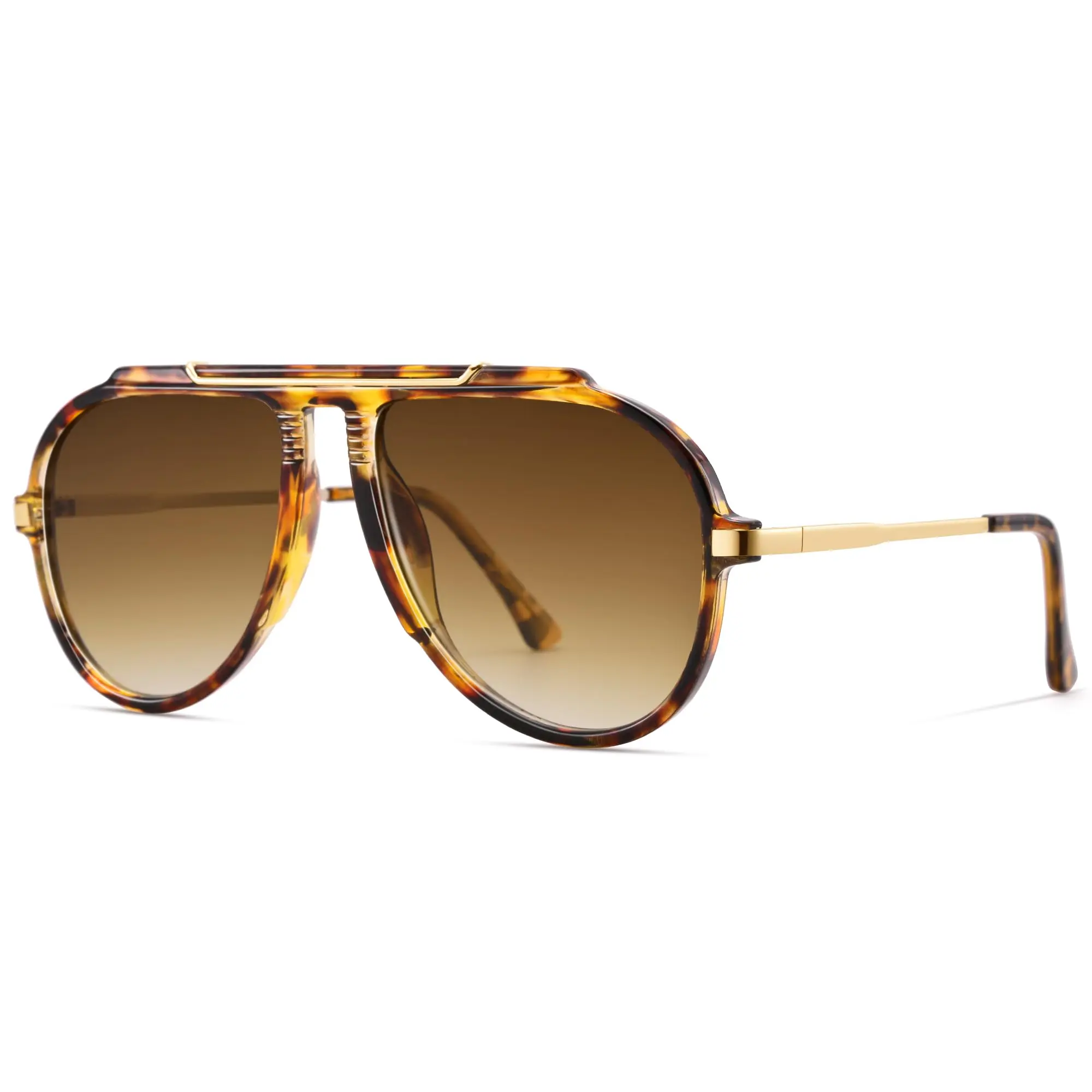 Oversized Aviator Sunglasses for Women Men, 70s Retro Aviators Style with Tangle Free Top Bar Design ﻿UV400 Protection