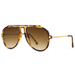 Oversized Aviator Sunglasses for Women Men, 70s Retro Aviators Style with Tangle Free Top Bar Design ﻿UV400 Protection