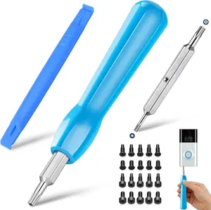 Ring Doorbell Screws Replacement, Blue Double-Ended T6 T15 Screwdriver with 20Pcs/5Set Security Screws - Battery Change & WiFi Setup for Video Doorbell Camera Replacement Kits