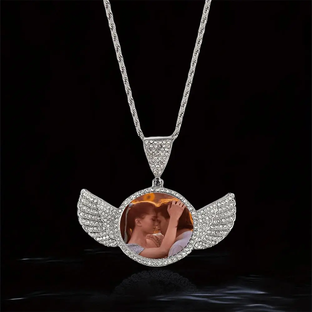 Unisex Memorial Pendant Necklace with Rhinestone Wings, 24-Inch Link Chain for Personal Remembrance, Meaningful Gifts, Chain & Link, Includes Pendant, Unisex Fit, Daily Wear Jewelry