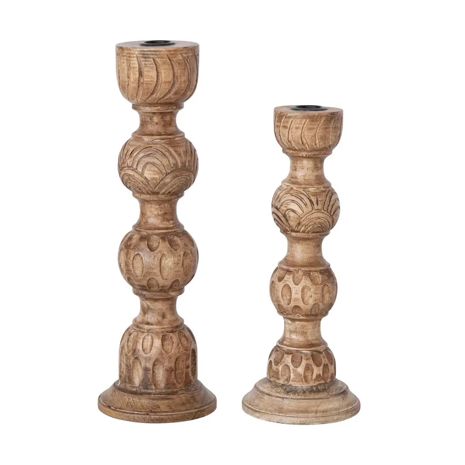 Hand-Carved Mango Wood Taper Holder