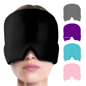 Adjustable Cooling Heating Headache Hat, Soft Gel Ice Mask, Reusable Hot Cold Compress for Puffy Eyes Hangover Sinus Relief