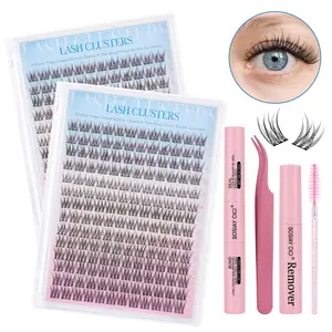 Fairy Natural Lash Clusters Kit Short Wispy Eyelash Clusters 9-12MM Black Band Cluster Lashes Extensions Kit 168Pcs C-Curly Daily Exquisite Eyelashes Clusters with Bond and Seal and Tweezers (Optional)