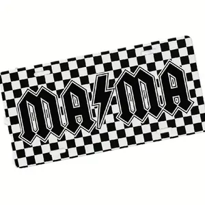 Mama Checkered License Plate, Car Tag for Women, Car Coasters, Retro Mama License Plate, License Plate Frame, Aluminum Front License Plate- 6x12- inch polished metal standard plate, easy to install, for decor only, Made in USA