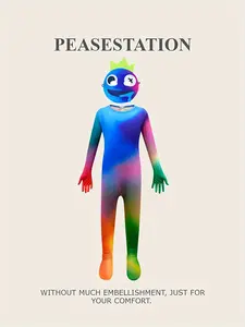 Multicolor Gradient Jumpsuit Set, Comfortable Fashion Kids Clothing, Includes Cartoon Felt Mask, Perfect for Holiday Parties