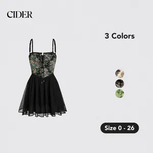 Cider [3 colors, size 0-26] Secret Garden Corset Mini Dress
