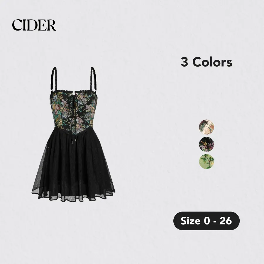white christmas dresses Garden Wanderer Corset Floral Linen Mini Dress